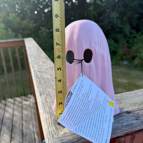 NEW Halloween LED Pink Ghost Ceramic Decor 9” - Picture 2 of 2